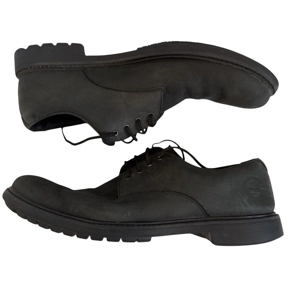 Timberland‎ Stormbuck Waterproof Mens Black Leather Derby Shoes Lace Up Sz 10.5